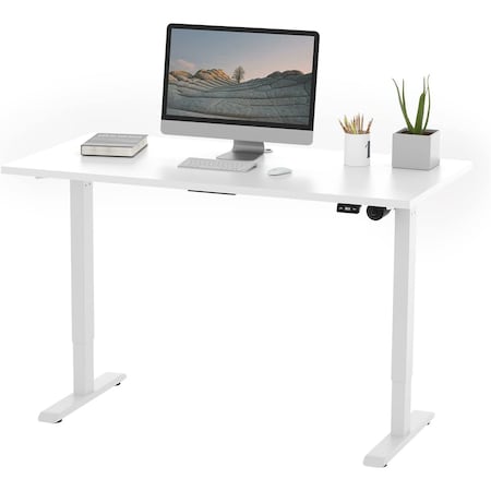 We'Re It Lift It Electric Sit Stand Desk, 46.25 H, 24 W X Laminate wood, metal, White VL12WH4824-459